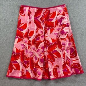 Vintage Pierre Cardin A-line Floral‎ Pink Skirt Pleated Front Back Zip Sz 6